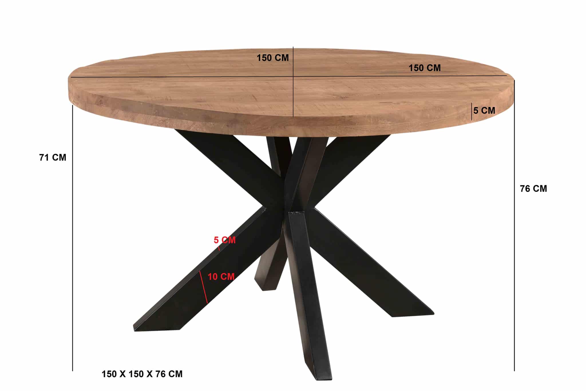 Eetkamertafel Dakota Rond 150 Cm