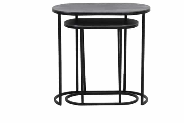 Side Table S 2 Max 53x26x53 Cm Bocov Antique Lead Black