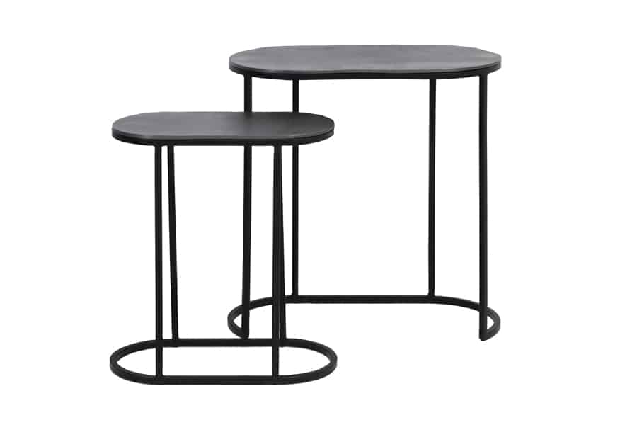 Side Table S 2 Max 53x26x53 Cm Bocov Antique Lead Black