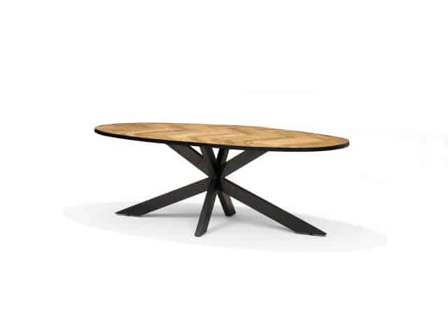 Eetkamertafel Agra Mango Herringbone 8211 220 215 100 Ovaal