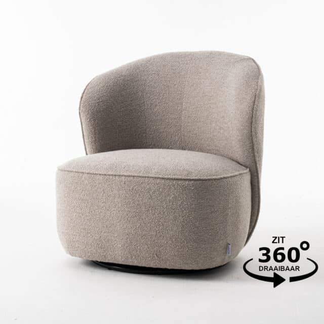 Sammy Draaifauteuil Stof Teddy 01 Natural